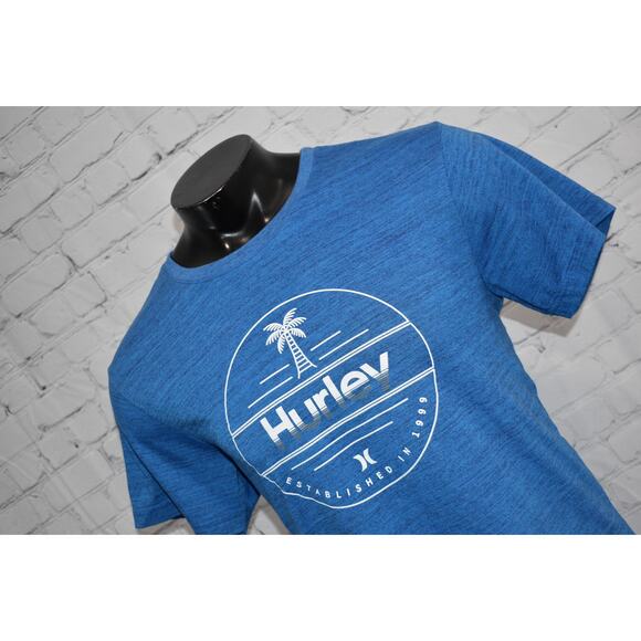 Hurley Shirt Gym Mens Size Large Polyester Tropical Hawaiian Style Palm Tree - Picture 1 of 5